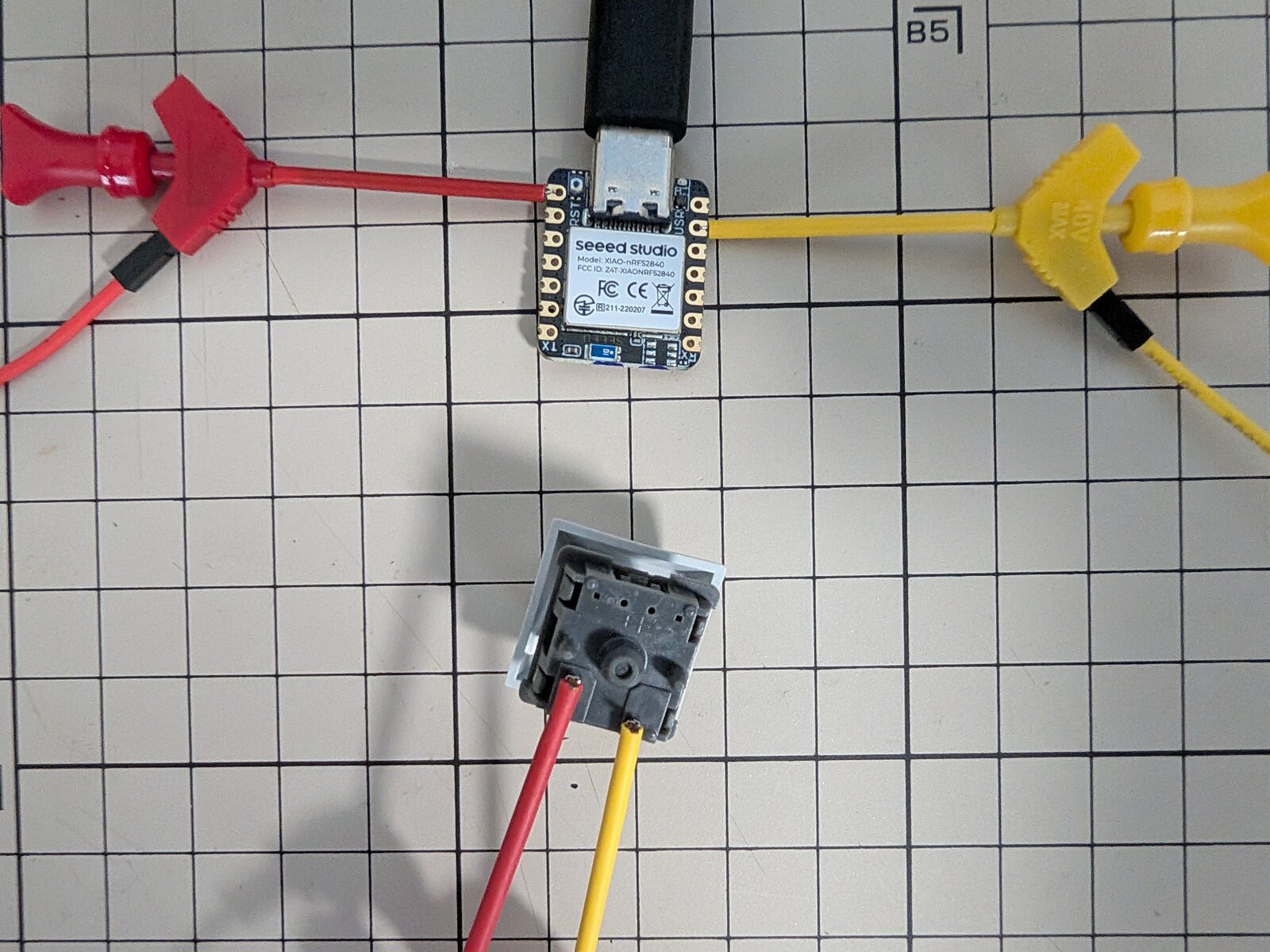 XIAO nRF52840 wired up to the key switch